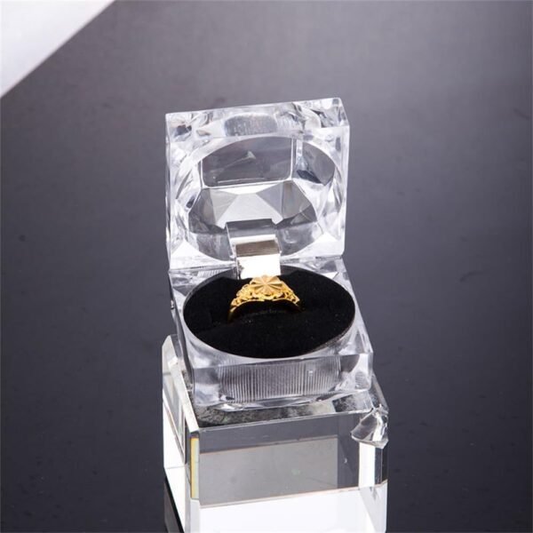 oem/odm thickened clear crystal ring gift boxes earrings jewelry storage box acrylic display organizer case for all kinds of ring earrings velvet insert black, 1.8"" x 1.8"" x 1.6"", transparent wholesale supplier & factory