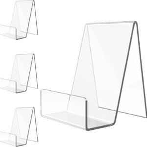 oem/odm 4 pack acrylic book stand, book holder for display, clear easel stand for display, display holder for postcard, cd, frame, picture, magazine, plate, phone, sticker wholesale supplier & factory