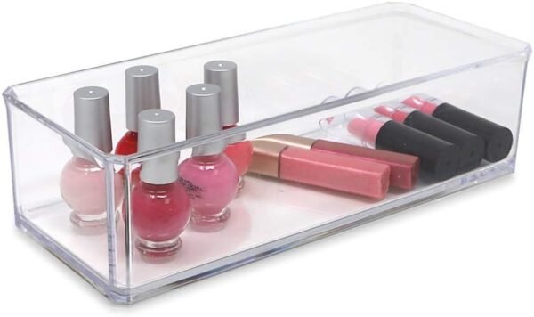 oem/odm isaac jacobs clear acrylic rectangular stackable storage organizer, (9" l x 3.5" w x 2.5" h) drawer tray, multi-functional, bathroom, kitchen, home, office, desk, drawers wholesale supplier & factory