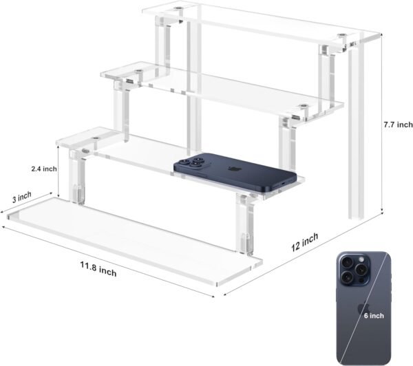 oem/odm winkine acrylic display riser, perfume stand organizer, 4 tier clear display risers compatible with funko pop amiibo figure, cupcake dessert stand cologne organizer for cabinet countertop, 2 pack wholesale supplier & factory