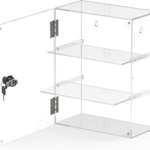 oem/odm acrylic display case with lock key removable 3 tier clear countertop display cases with shelves locking showcase retail display cabinet for collectibles figures safe storage(11.8x5.9x15.7inch) wholesale supplier & factory