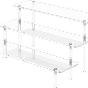 oem/odm 3 tier acrylic display risers, large perfume organizer stand, clear cupcake stand holder, display shelves for figurines, dessert shelf for party, risers display stand for decoration (1 pack) wholesale supplier & factory