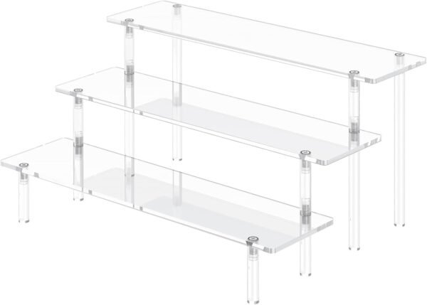 oem/odm 3 tier acrylic display risers, large perfume organizer stand, clear cupcake stand holder, display shelves for figurines, dessert shelf for party, risers display stand for decoration (1 pack) wholesale supplier & factory