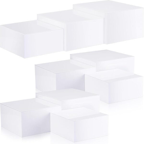oem/odm suzile 9 pcs acrylic buffet risers display box cube 5 side food riser table stand for display with hollow bottom for party,3 sizes wholesale supplier & factory