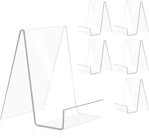 oem/odm trophable 6 pack acrylic book stand thickened clear book display easel holder for displaying tablets newspaper magazines notebooks textbooks cds (clear-small) wholesale supplier & factory