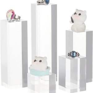 oem/odm benecreat 5pcs clear acrylic display block 1.1/1.9/3/3.1/4.7 inch cube square acrylic display blocks solid display pedestal stand for gem display jewelry display wholesale supplier & factory