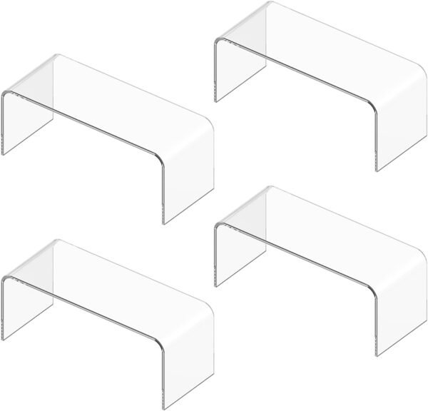 oem/odm 4 pack large acrylic risers display stands, 5mm thick display risers, shelf risers for books, toys, cupcakes, figures (11.8 x 4.72 x 4.72 inches) wholesale supplier & factory