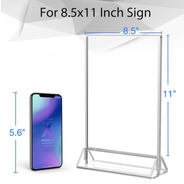 oem/odm niubee 6pack 8.5x11 clear acrylic sign holder with sliver borders and vertical stand, double sided table menu holders picture frames for wedding table numbers, photos wholesale supplier & factory