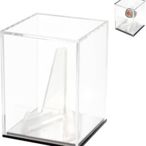 oem/odm mirrored acrylic championship ring display case with easel, clear challenge coins trophy medal stand holder display box, countertop storage case for figures crystal fossils collectibles wholesale supplier & factory