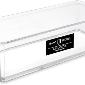 oem/odm isaac jacobs clear acrylic rectangular stackable storage organizer, (9" l x 3.5" w x 2.5" h) drawer tray, multi-functional, bathroom, kitchen, home, office, desk, drawers wholesale supplier & factory