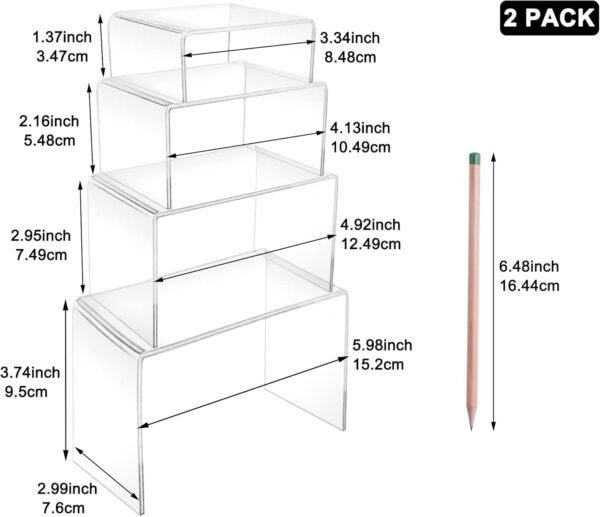 oem/odm 8pcs acrylic display risers(6",5",4"3") clear product stand,cupcakes holder dessert display transparent showcase stands, candy bar risers, acrylic lifts display for figures wholesale supplier & factory