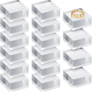 oem/odm clear acrylic blocks square display block clear polished cube acrylic jewelry display stand ring showcase holder base(2 x 2 x 1 inch) wholesale supplier & factory