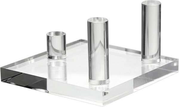 oem/odm hipiwe clear acrylic display stand - three-peg display easel stands for fossil coral geodes rock mineral agate small collectibles, set of 4 wholesale supplier & factory