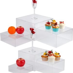 oem/odm buffet risers, 6pcs risers display stand for buffet table display acrylic dessert risers box, acrylic cube display stands for party, wedding and event decor, clear, large sizes: 6''7''8" 9" 10" 11'' wholesale supplier & factory