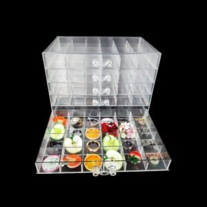 oem/odm clear acrylic jewelry organizer box with 5 drawers 120 grids, dustproof transparent jewelry display stand storage case holder with 120 small compartments for women ring necklace bracelets earring wholesale supplier & factory