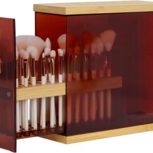 oem/odm j jackcube design 29 holes bamboo brush holder organizer beauty cosmetic display stand with transparent dark brown drawer (dark brown, 8.77 x 3.34 x 8.42 inches) - :mk228e wholesale supplier & factory