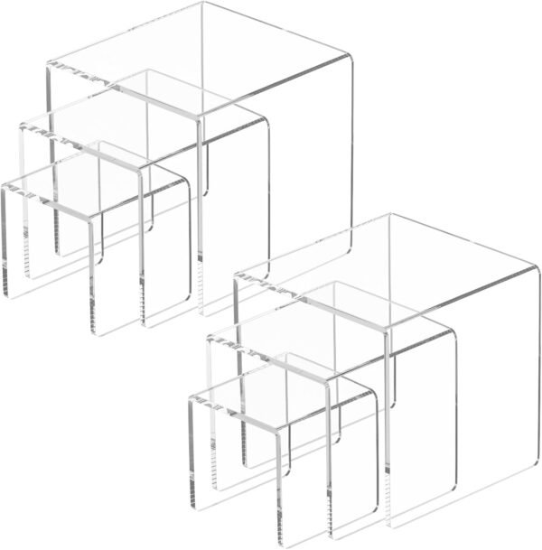oem/odm niubee 2 set acrylic risers display for funko pop figures,clear cake stands for candy dessert table decorations-3"x4"x5" wholesale supplier & factory