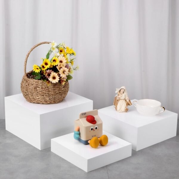 oem/odm 6 pack acrylic display boxes cube riser, food stands for party buffet, white cake stand square set, dessert table nesting jewelry holder wholesale supplier & factory