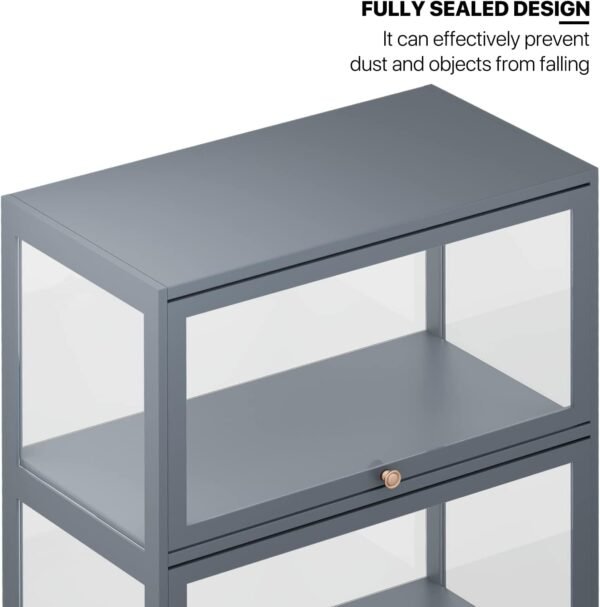 oem/odm monibloom 4-tier display cabinet with acrylic doors - 55” transparent bamboo display case for figures and curio collection, floor standing - grey wholesale supplier & factory