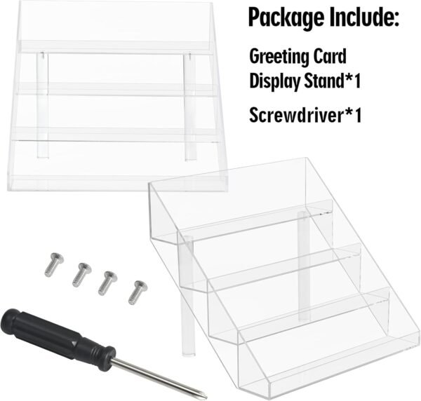 oem/odm pecmuikee greeting card display, 4 tiers clear acrylic sticker display stand for vendors retail, display photo stand for counter tabletop display supplies, 1 set wholesale supplier & factory