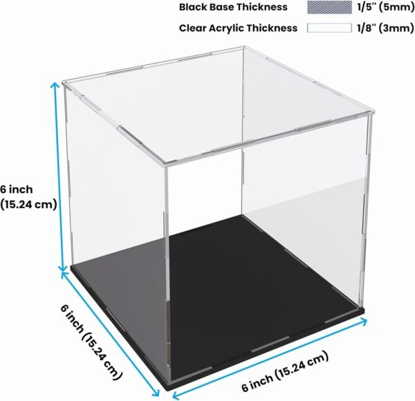 oem/odm acrylic display case for collectibles and toys, versatile clear acrylic display box with black base for action figures and souvenirs, 6-inch wholesale supplier & factory