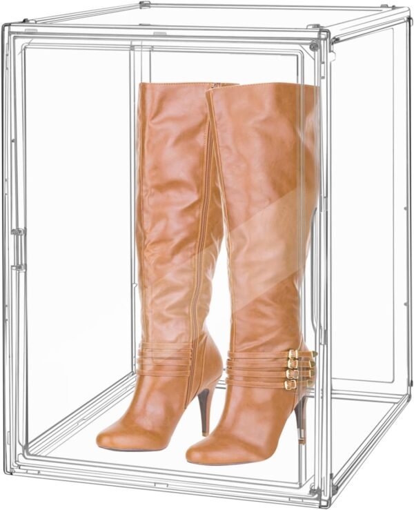 oem/odm 3pack extra large 17.7"x13"x13" clear acrylic organizer box display case, plastic holder with magnetic door for figures, books, handbags, purses, boots wholesale supplier & factory