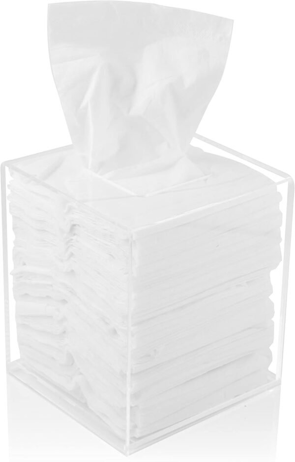 oem/odm acrylic tissue box holder, square dispenser for facial tissues, napkins, and dryer sheets. perfect for bathrooms, desks, countertops, vanities, bedrooms, and nightstands (square, clear) wholesale supplier & factory