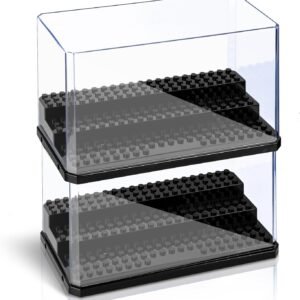 oem/odm medium-sized miniature display case for figures, 2 pack building block display cases for collectibles, acrylic display storage box, gift for action figure & miniatures toys lovers wholesale supplier & factory