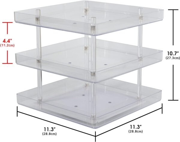 oem/odm jackcube design 3 tier clear nail polish 360 rotating display rack organizer stand makeup cosmetics storage box carousel shelf with acrylic guard(3tier) - :mk387-3 wholesale supplier & factory