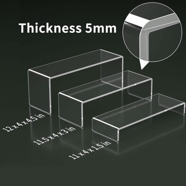 oem/odm hiimiei acrylic display riser, 6 pcs 12" large acrylic risers, thickened to 5mm clear rectangular display shelf for cupcake stand, tiered display stand for gemstone, curio, figurines, collectibles wholesale supplier & factory