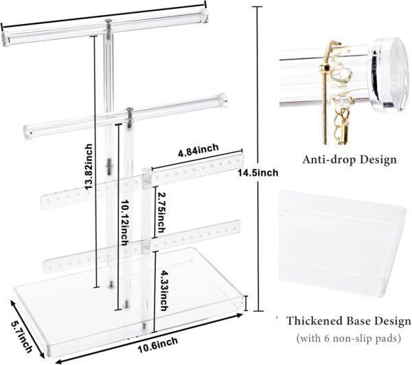 oem/odm acrylic jewelry display stand 4-tier clear jewelry organizer, necklace bracelet earring watch ring jewelry holder,display tower tray storage gift for women wholesale supplier & factory