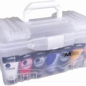 oem/odm artbin 6918ah twin top 17 inch supply box, portable art & craft supply organizer with handle, [1] plastic storage case, translucent wholesale supplier & factory