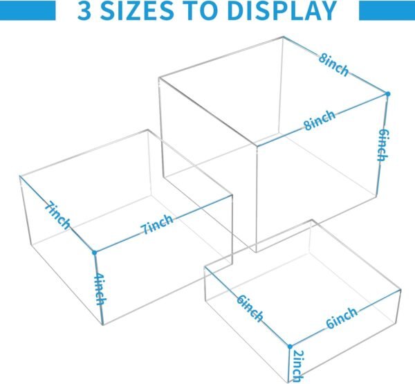 oem/odm 3pcs clear acrylic risers display stand, buffet risers with hollow bottom, acrylic cube box for figures jewelry perfume handbag food dessert party show(clear-3pcs) wholesale supplier & factory