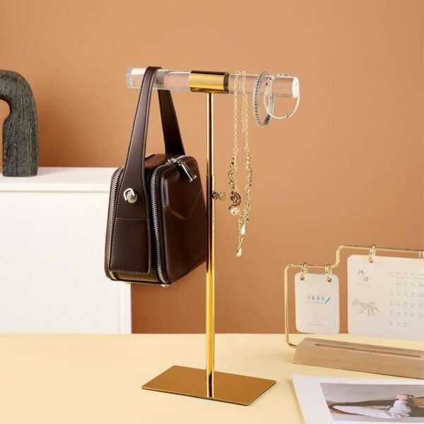 oem/odm set of 2 acrylic display stand jewelry towers stands stainless steel adjustable height long necklaces stand tabletop jewelry organizer for home store boutique wholesale supplier & factory