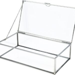 oem/odm highfree vintage glass box with lid - clear jewelry glass display box keepsake box - home decor decorative box for trinket rings bracelet (silver, medium) wholesale supplier & factory