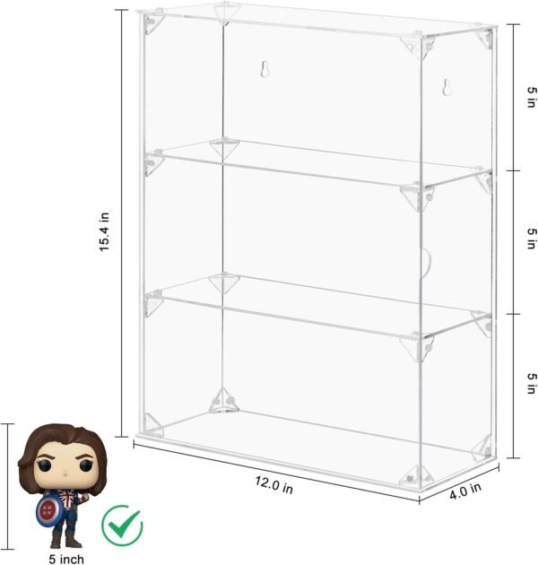 oem/odm acrylic display case, 3 tier clear display case for funko pop figures, wall mounted or desktop dustproof display cabinet box for collectibles figurines lego models dolls mini toys (12x4x15.4 inch) wholesale supplier & factory