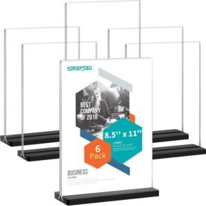 oem/odm 6 pack acrylic sign holder 8.5x11 clear sign holder table menu display stand double-sided acrylic paper holder plastic flyer desktop stand for home office wedding party restaurants wholesale supplier & factory