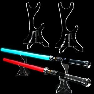 oem/odm adjustable double-layer lightsaber stand, acrylic sword holder & multifunctional display stand for wand, samurai sword, flashlight – custom spacing for perfect weapon display (transparent) wholesale supplier & factory