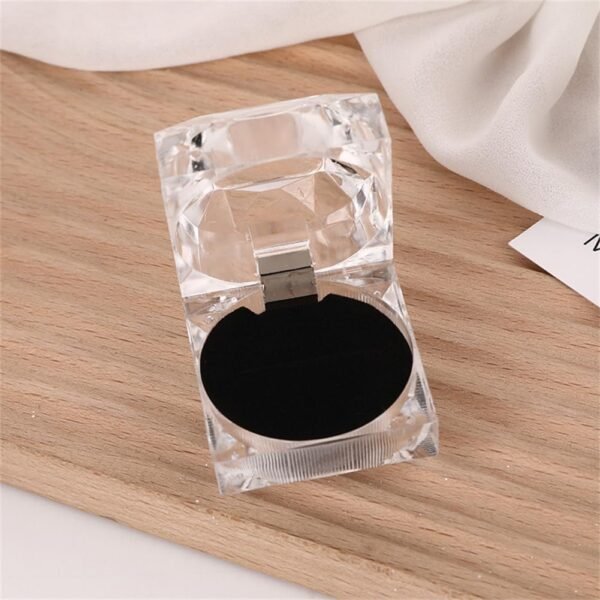 oem/odm thickened clear crystal ring gift boxes earrings jewelry storage box acrylic display organizer case for all kinds of ring earrings velvet insert black, 1.8"" x 1.8"" x 1.6"", transparent wholesale supplier & factory
