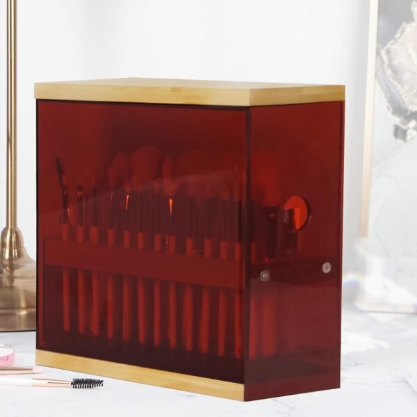 oem/odm j jackcube design 29 holes bamboo brush holder organizer beauty cosmetic display stand with transparent dark brown drawer (dark brown, 8.77 x 3.34 x 8.42 inches) - :mk228e wholesale supplier & factory