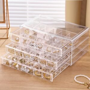 oem/odm earring organizer box clear storage acrylic for earrings necklace organizer jewelry box with 72 grids storage compartments transparent ring clear jewelry organizer wholesale supplier & factory