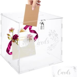 oem/odm acrylic card box with slot and lock clear wedding card box for party 10x10x10 inch large wedding envelope box acrylic wedding gift card box graduation card box acrylic box for cards, birthday wholesale supplier & factory