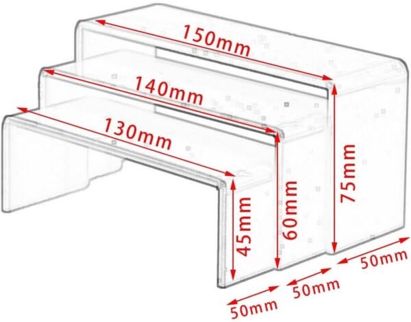 oem/odm 3x acrylic display stand display riser storage stepped organizer tiered shelf display rack for doll dessert model car cupcakes perfume, red wholesale supplier & factory
