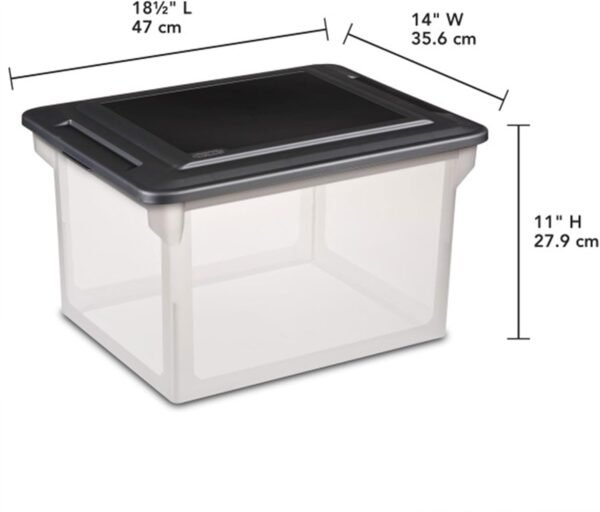 oem/odm sterilite file box, stackable storage bin with lid, plastic container to organize taxes, papers in the home, office, clear base with black lid, 4-pack wholesale supplier & factory
