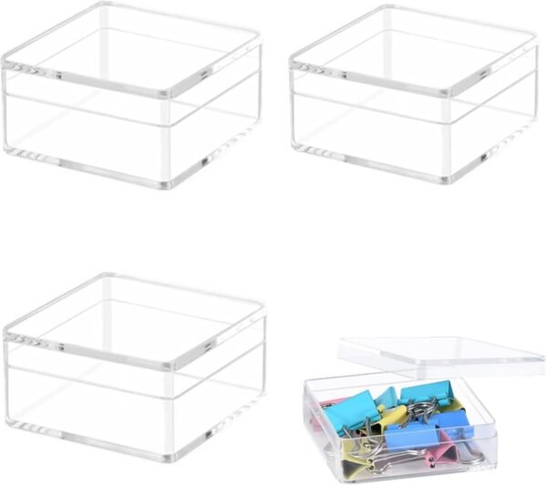 oem/odm acrylic box with lid clear boxes with lids 4 packs 4x4x2.4inch acrylic square cube jewelry storage box wedding birthday party favor display boxes easter candy boxes wholesale supplier & factory