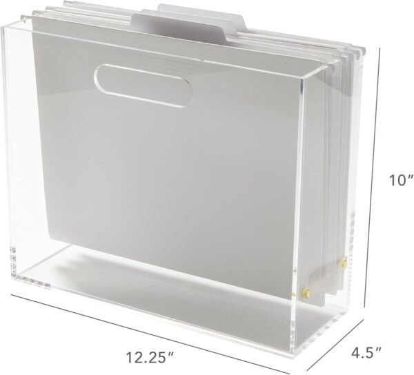 Boîte de classement en acrylique fine, format OEM/ODM, Russell+Hazel, organiseur de dossiers, pour bureau, transparente, 4,5" x 12,25" x 10", fournisseur et usine en gros