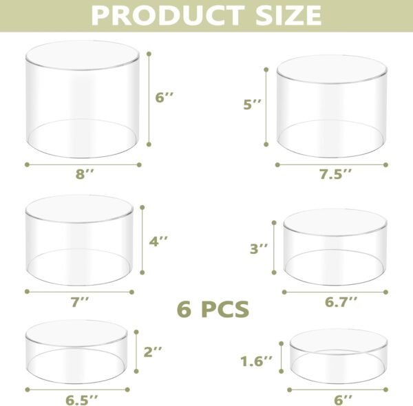 oem/odm 6pcs buffet risers, food risers for buffet, acrylic boxes for display round riser display cases acrylic round display base, clear wholesale supplier & factory