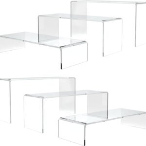 oem/odm 6pcs acrylic risers for display, 2 sets of plastic risers stand for display, 9" clear shelf risers for dessert, food, figure, cupcake and perfume wholesale supplier & factory