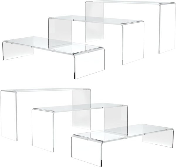 oem/odm 6pcs acrylic risers for display, 2 sets of plastic risers stand for display, 9" clear shelf risers for dessert, food, figure, cupcake and perfume wholesale supplier & factory