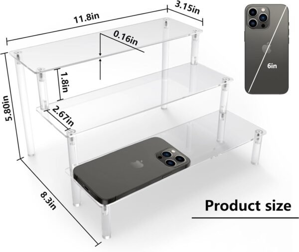 oem/odm acrylic riser,2 pcs clear display risers stand cologne organizer acrylic shelves 3 tier shelf for amiibo funko pop figures cupcake food desserts holder perfume collection cosmetic product wholesale supplier & factory